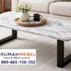 Meja Tamu Marmer Carrara Kaki Industrial