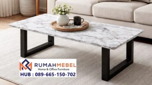 Meja Tamu Marmer Carrara Kaki Industrial