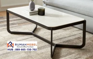 Meja Tamu Marmer Kaki Besi Industri