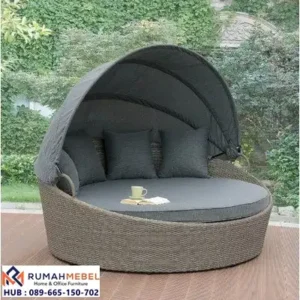 Round Daybed Rotan Sintetis Sofa Santai