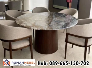 Jual Meja Makan Marmer Satu Set Istimewa Berkarakter