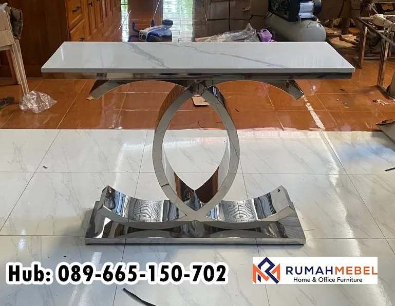 Meja Konsol Marmer Stainless Glossy Minimalis