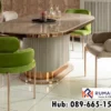 Meja Makan Marmer Bulat 6 Kursi Elegan