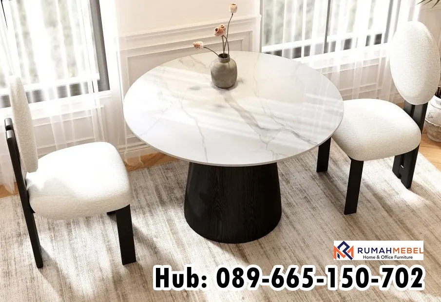 Meja Marmer Bulat Kecil Elegan