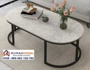 Meja Tamu Marmer Modern Seri Carrara