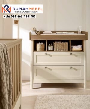 Baby Tafel Minimalis Modern dengan 2 Laci Besar & Rak Terbuka