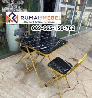 Set Meja Kursi Lipat Black Marmer