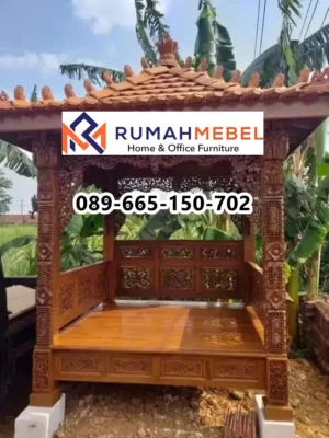 Gazebo Kayu Jati Ukir Atap Genteng