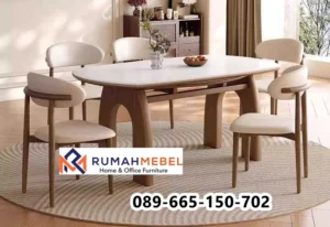 Kursi Makan Ivory Curve Mewah
