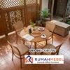 Set Meja Makan Cafe Bundar Rotan Premium 4 Kursi