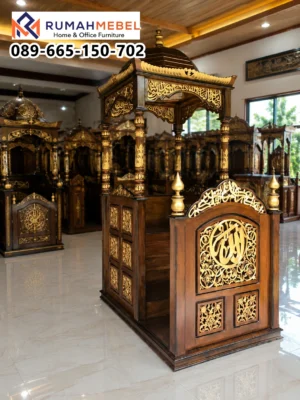 Mimbar Masjid Pontianak Kayu Jati Ukiran Mewah
