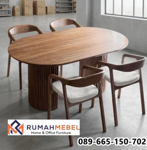 Jual Set Meja Makan Oval Tangerang Kayu Jati Minimalis 4 Kursi Aesthetic
