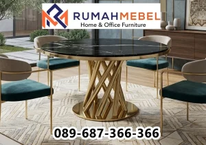 Meja Makan Bulat Marmer Lampung Desain Mewah Berkelas