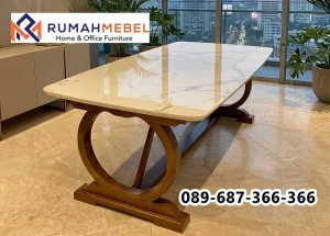 Meja Makan Marmer Stela Surabaya Kaki Meja Kayu Jati