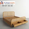 Dipan Kayu Jati Minimalis Kombinasi Rotan Alami dengan Laci Penyimpanan